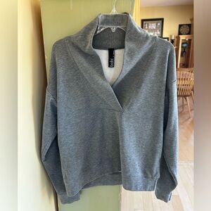 Bobi Los Angeles Women’s Devon Shawl Collar Heather Gray Sweatshirt Size Large